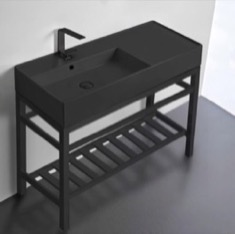 Black Modern Console Sink Vanity, 40 inch